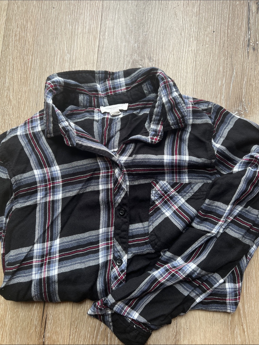 beachlunchlounge Black Plaid Shirt with White and Red Accents
